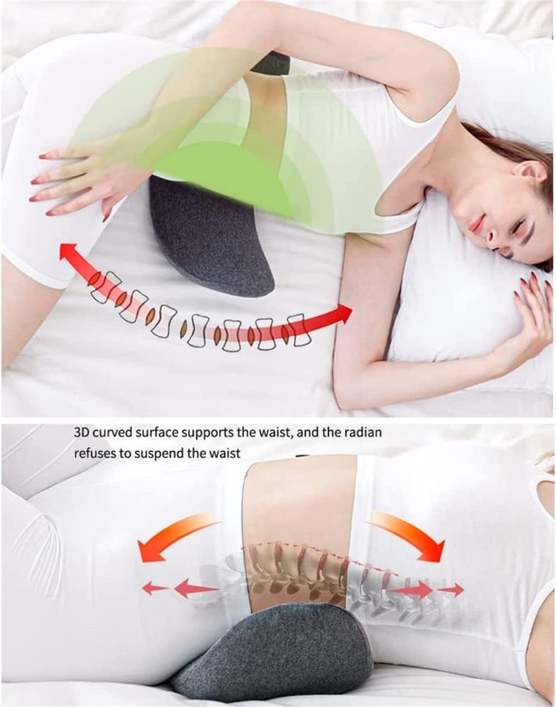 Luckam Memory Foam Lumbar Support Pillow for Back Pain Relief, Pregnancy Wedge Cushion, Comfortable Sleeping Waist Pillow for Spine Alignment - Image 4