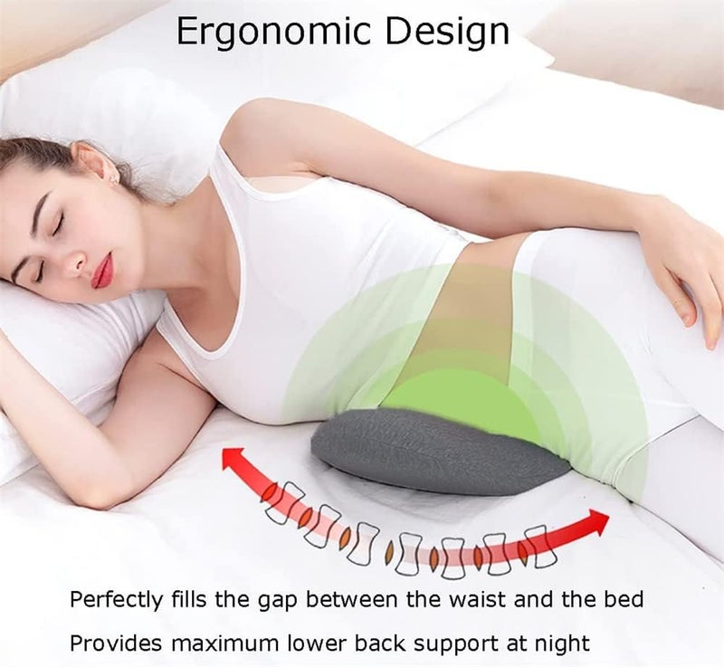 Luckam Memory Foam Lumbar Support Pillow for Back Pain Relief, Pregnancy Wedge Cushion, Comfortable Sleeping Waist Pillow for Spine Alignment - Image 2