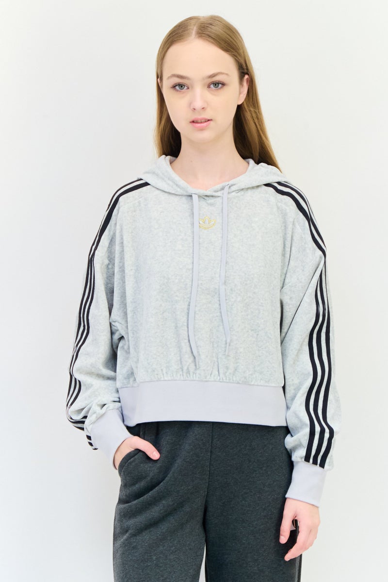 adidas Originals Women Sportswear Fit Long Sleeve Outdoor Hoodie, Grey  - Image 1