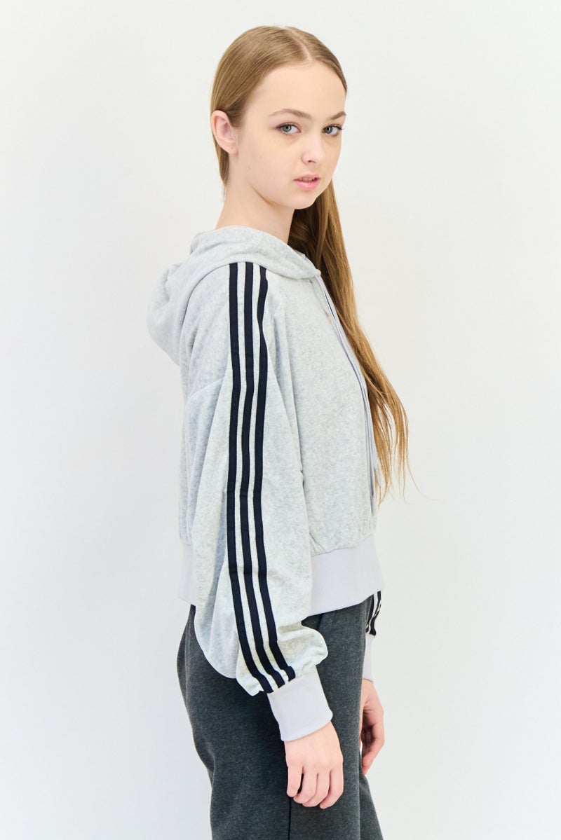 adidas Originals Women Sportswear Fit Long Sleeve Outdoor Hoodie, Grey  - Image 4