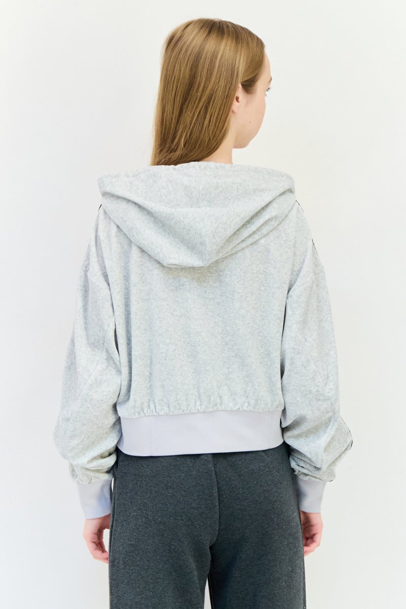 adidas Originals Women Sportswear Fit Long Sleeve Outdoor Hoodie, Grey  - Image 3