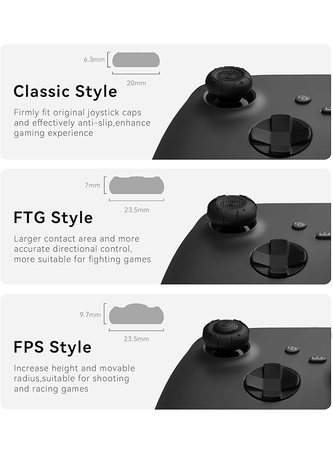 GeekShare أغطية قبضة الإبهام لوحدة تحكم Xbox One، غطاء عصا التحكم من السيليكون بلون سادة، مجموعة أغطية عصا التحكم متوافقة مع Xbox Series X، 3 أزواج / 6 قطع - Image 3