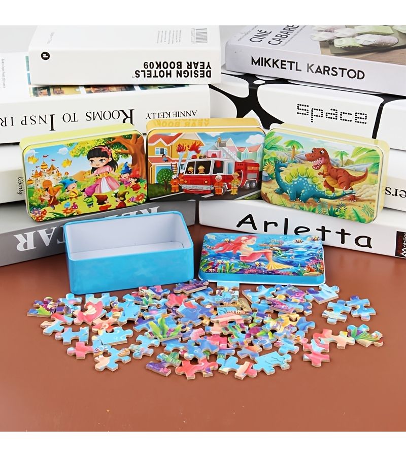 60 Pcs Wooden Puzzle Mermaid Challenging Educational Toy with Storage Box - Image 4