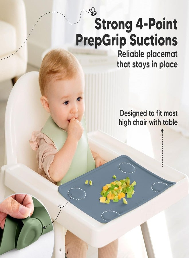 KeaBabies 2-Pack Silicone Placemats for Toddlers - 12x9 Non Slip Suction Baby Silicone Placemat for Kids Eating, Easy to Clean, Busy Travel Baby Mat for Dining Table, Food Grade/BPA-Free (Slate) - Image 4