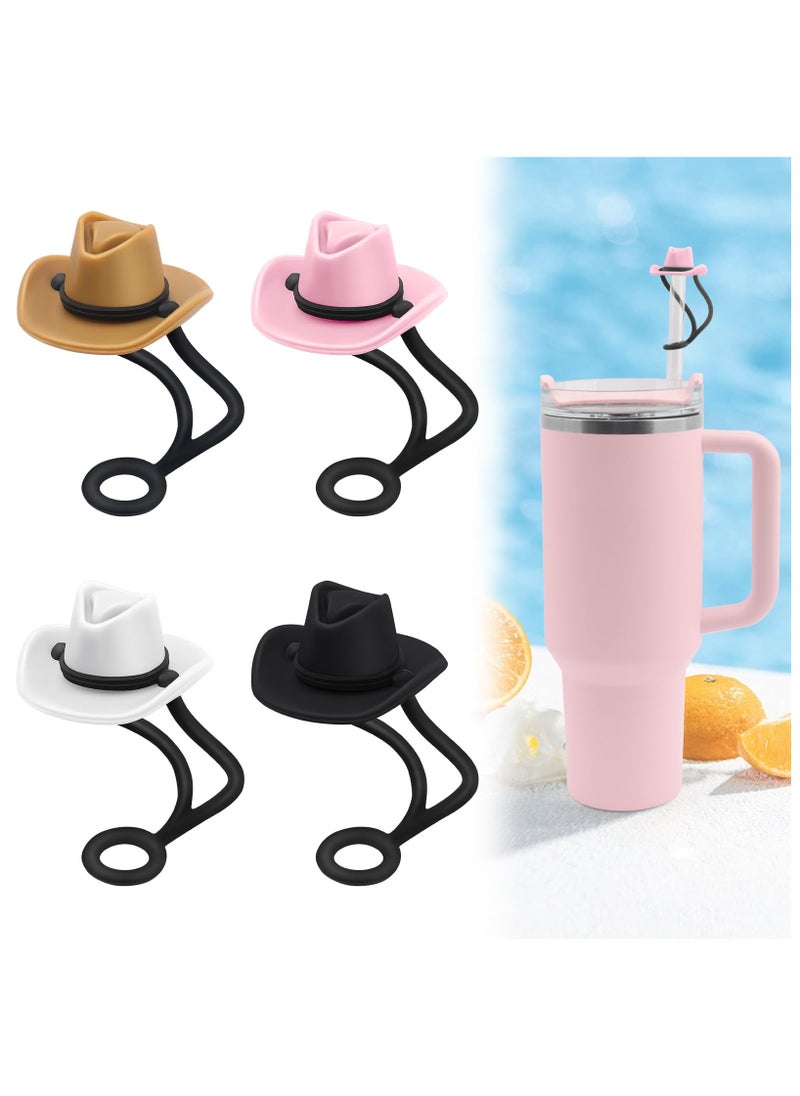 RTYY - 4Pcs Silicone Cowboy Hat Straw Covers for Stanley Tumblers, Fits 30oz & 40oz, 10mm Straw Toppers - Image 1