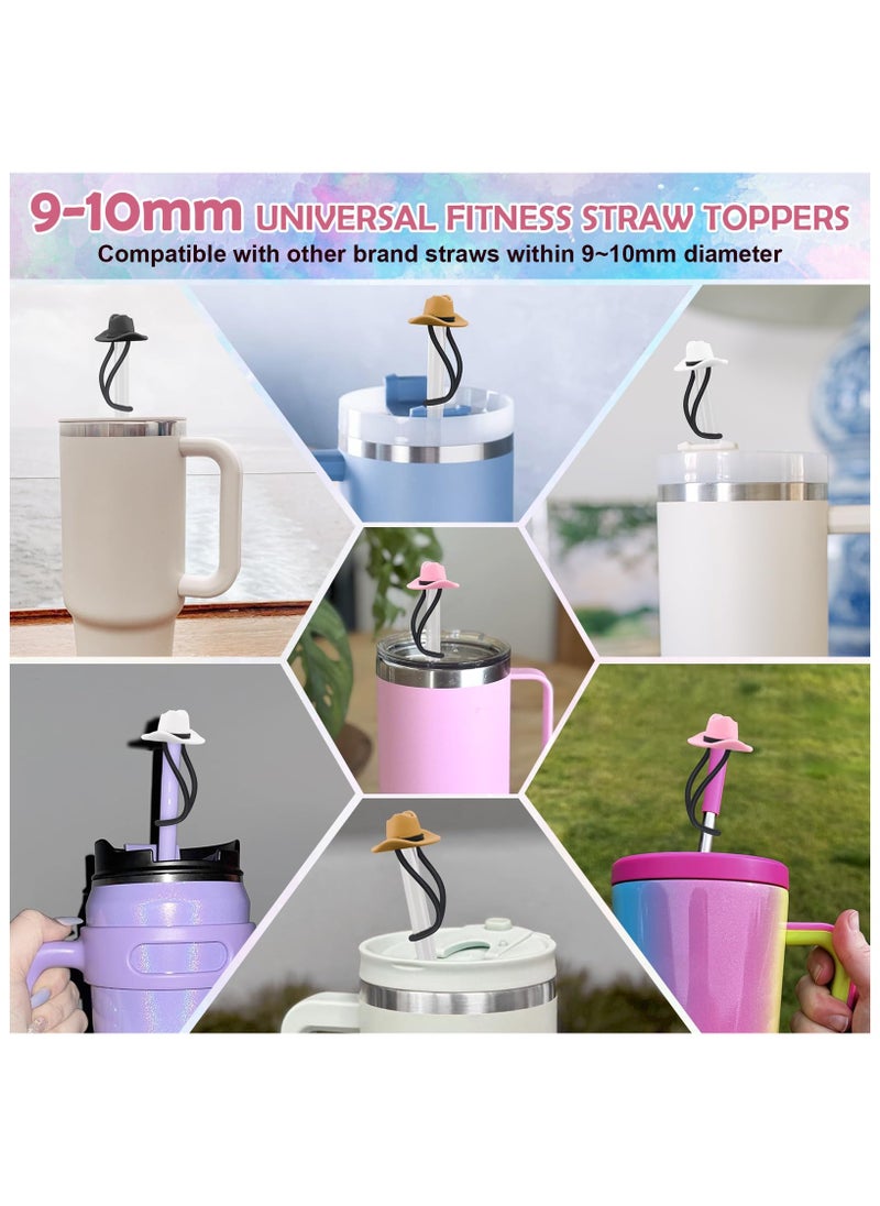 RTYY - 4Pcs Silicone Cowboy Hat Straw Covers for Stanley Tumblers, Fits 30oz & 40oz, 10mm Straw Toppers - Image 1