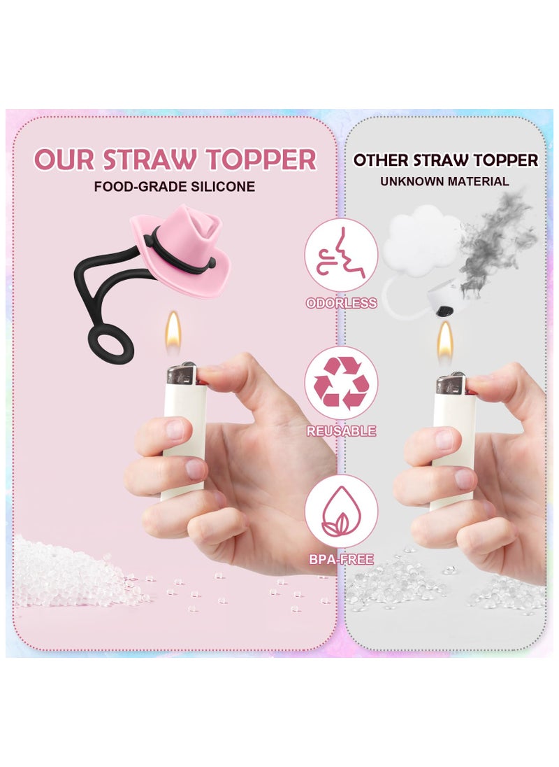 RTYY - 4Pcs Silicone Cowboy Hat Straw Covers for Stanley Tumblers, Fits 30oz & 40oz, 10mm Straw Toppers - Image 1