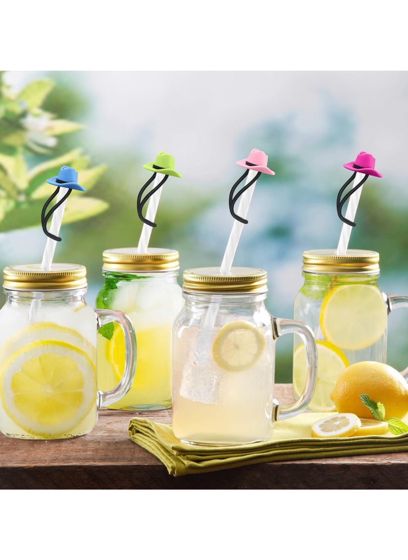 RTYY - 4Pcs Silicone Cowboy Hat Straw Covers for Stanley Tumblers, Fits 30oz & 40oz, 10mm Straw Toppers - Image 1