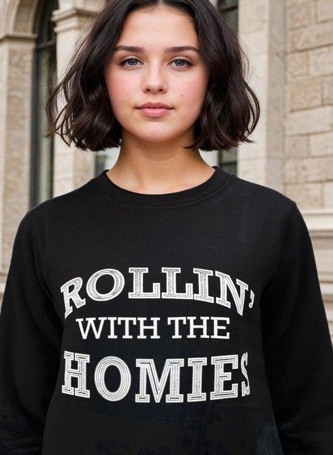KOTTY Stylish Women's Graphic Sweatshirt Collection Casual Crewneck with Fun Prints and Patterns(Black,2XL) - Image 4