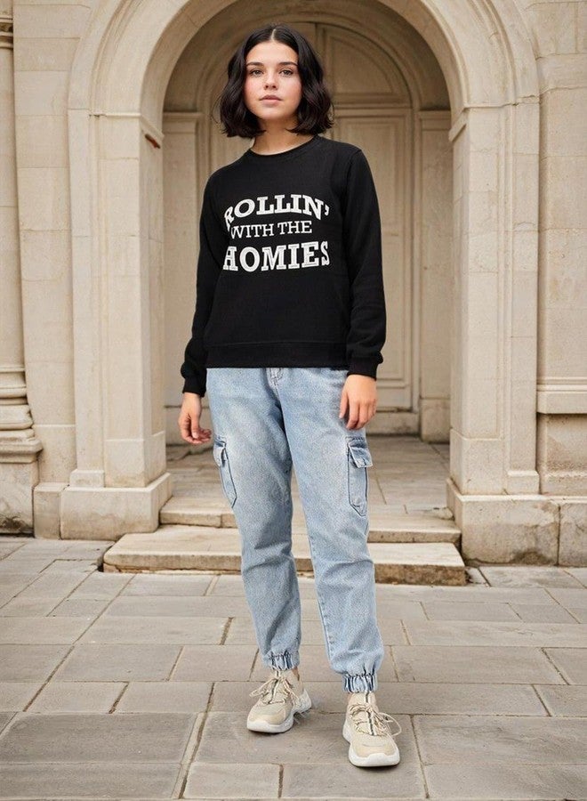 KOTTY Stylish Women's Graphic Sweatshirt Collection Casual Crewneck with Fun Prints and Patterns(Black,2XL) - Image 2