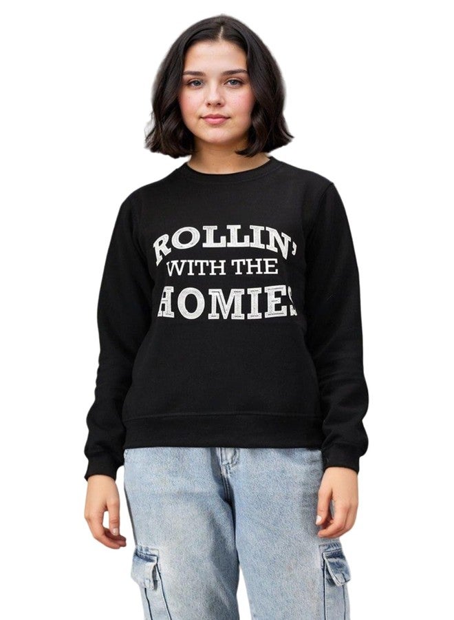 KOTTY Stylish Women's Graphic Sweatshirt Collection Casual Crewneck with Fun Prints and Patterns(Black,2XL) - Image 1