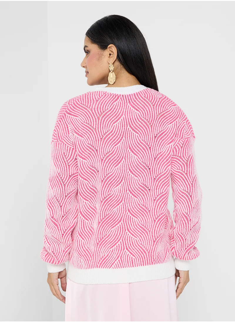 ELLA Printred Crew Neck Sweater