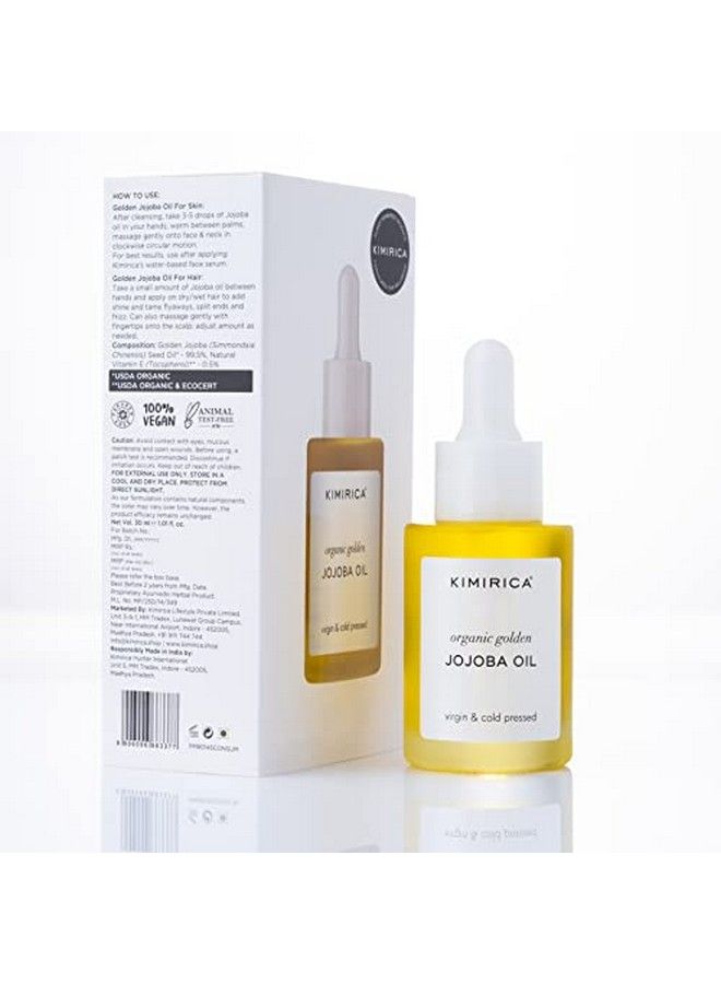 KIMIRICA Organic Golden Jojoba Oils With Virgin & Cold Pressed Directly From The Pressing Of Jojoba Seeds For All Faceskin & Hair Growth (30Ml) - Image 1