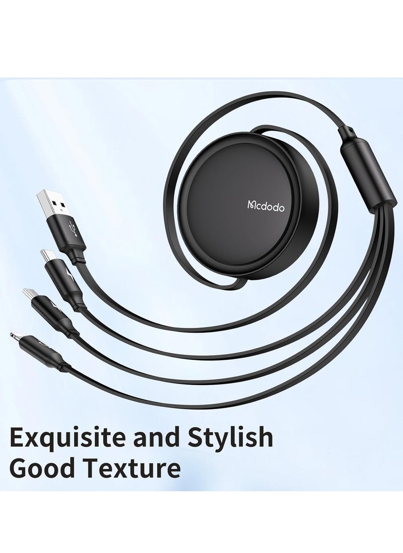 Raxoom Beat Drum Retractable 3-in-1 Multi Charging Cable â€“ 4ft USB Charger with Type-C/Micro USB Ports - Image 2