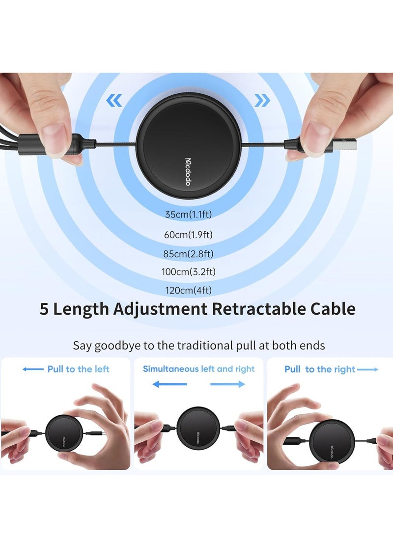Raxoom Beat Drum Retractable 3-in-1 Multi Charging Cable â€“ 4ft USB Charger with Type-C/Micro USB Ports - Image 4