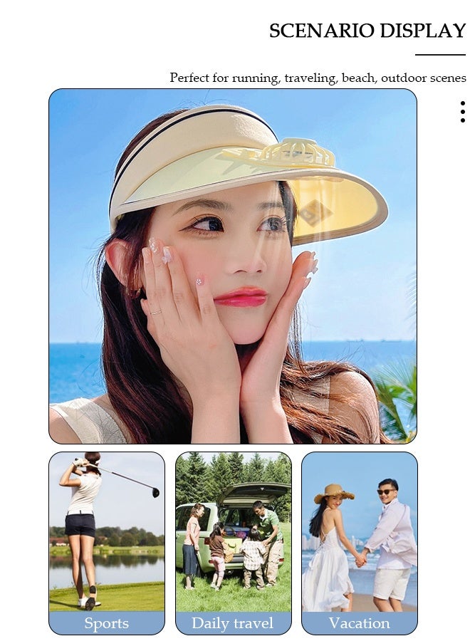 DUNISO قبعة شمسية نسائية مع مروحة يو إس بي، قبعات شاطئ للسيدات للسفر في الصيف، قبعة صيفية فارغة لتبريد الشاطئ وحماية من الأشعة فوق البنفسجية UPF50+ وقبعة صيد الأسماك والمشي لمسافات طويلة - Image 2