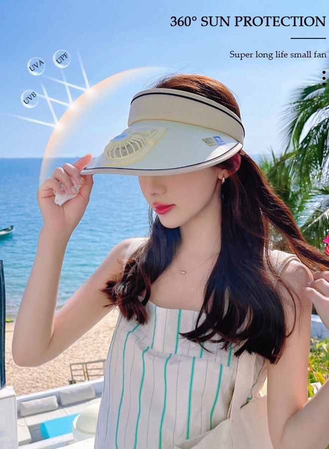 DUNISO قبعة شمسية نسائية مع مروحة يو إس بي، قبعات شاطئ للسيدات للسفر في الصيف، قبعة صيفية فارغة لتبريد الشاطئ وحماية من الأشعة فوق البنفسجية UPF50+ وقبعة صيد الأسماك والمشي لمسافات طويلة - Image 3
