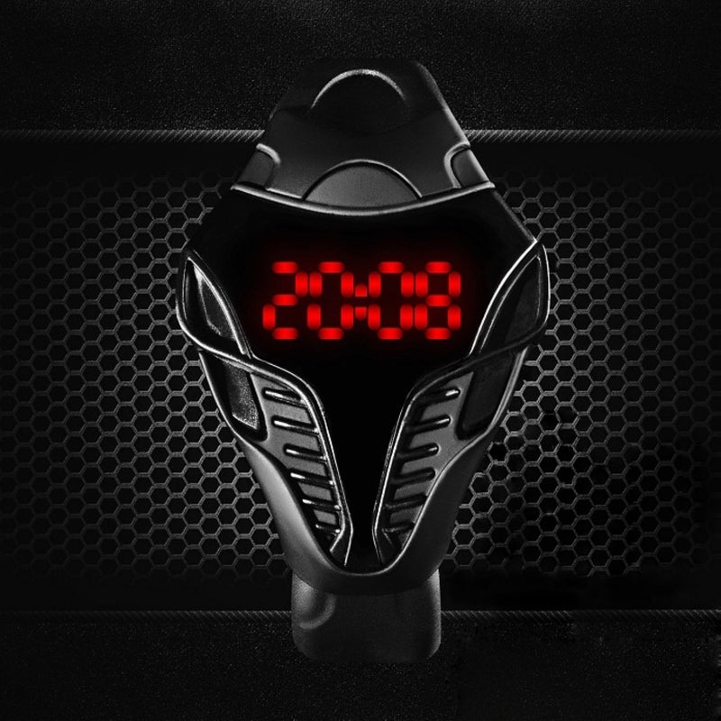 Fanmis ساعة فاشن كوبرا الرقمية LED من FANMIS بسوار سيليكون أسود بقرص مثلث من الحديد (أسود) - Image 2