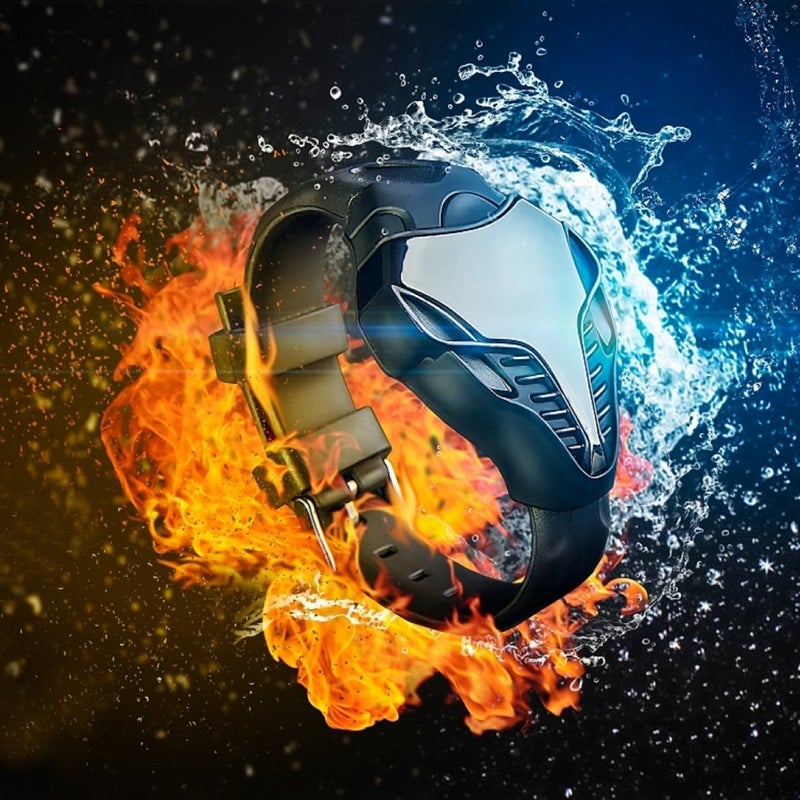 Fanmis ساعة فاشن كوبرا الرقمية LED من FANMIS بسوار سيليكون أسود بقرص مثلث من الحديد (أسود) - Image 4