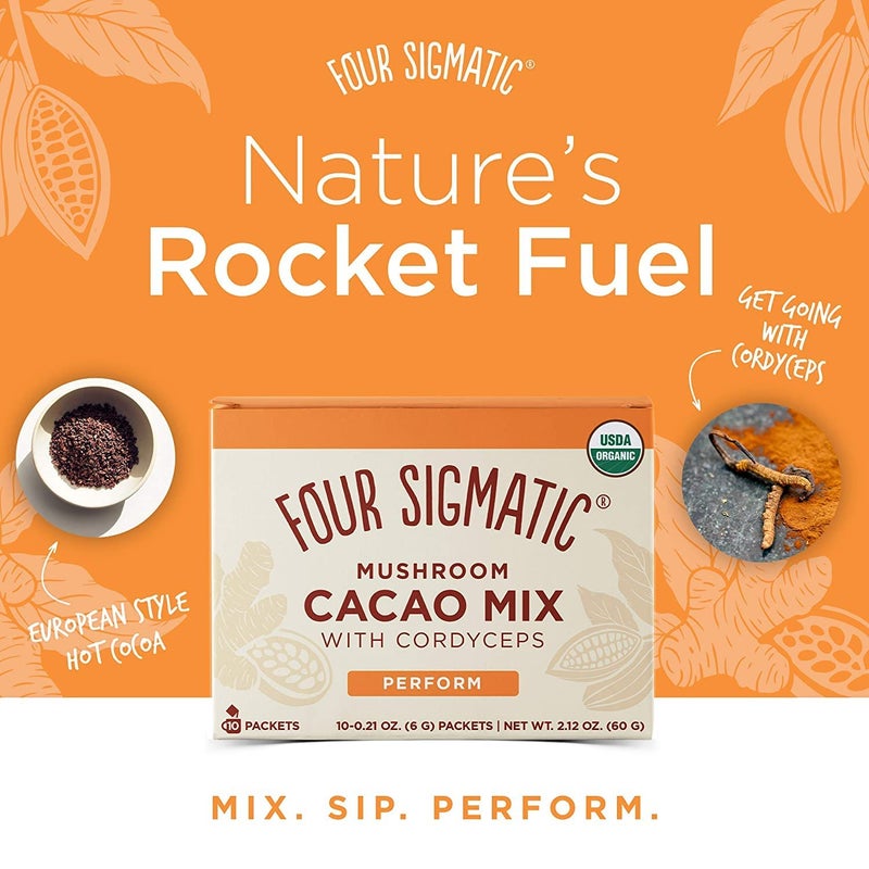 Four Sigmatic Boost Mushroom Cacao | Organic Instant Cacao with Cordyceps & Ginger | Supports Stamina & Energy | Drink it or Bake with it | 10 Packets - Image 2