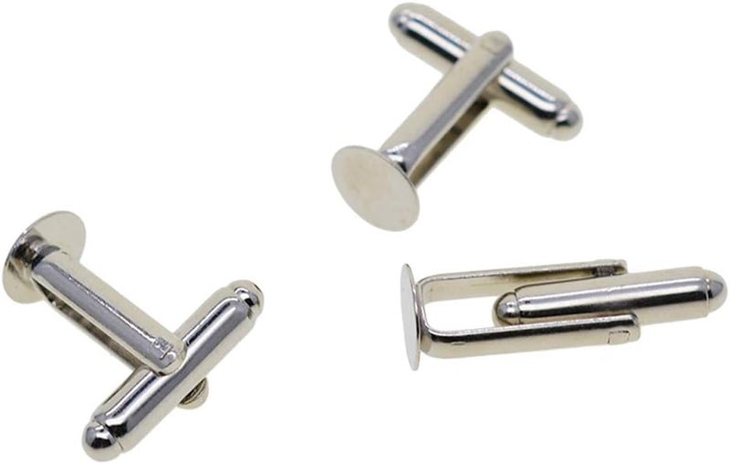 klarako 20 pcs Silver Plated Blank Settings Base Pad Cabochon Cuff Links Blank 8 mm - Image 5