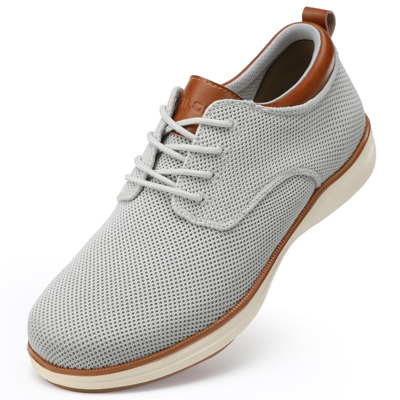 VILOCY Men's Wide Casual Dress Oxfords Business Shoes Fashion Sneakers Mesh Breathable Comfortable Walking Shoes Light Grey,EU40 - Image 1