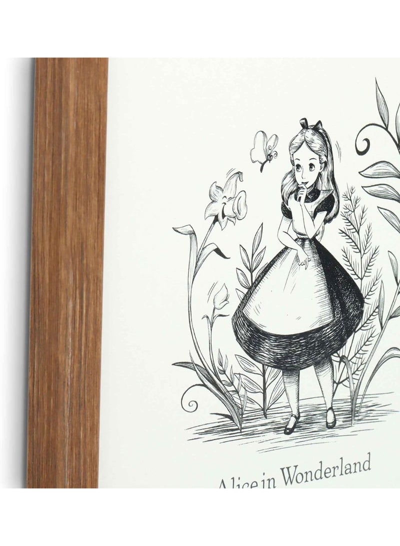 Open Road Brands Alice in Wonderland Storybook Framed Wood Wall Decor - Black and White Alice in Wonderland Wall Art For Home Decorating - Image 4