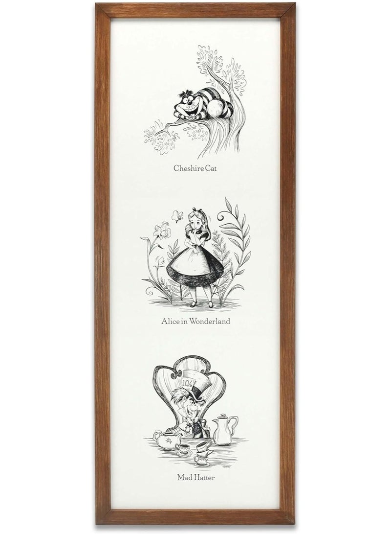 Open Road Brands Alice in Wonderland Storybook Framed Wood Wall Decor - Black and White Alice in Wonderland Wall Art For Home Decorating - Image 1