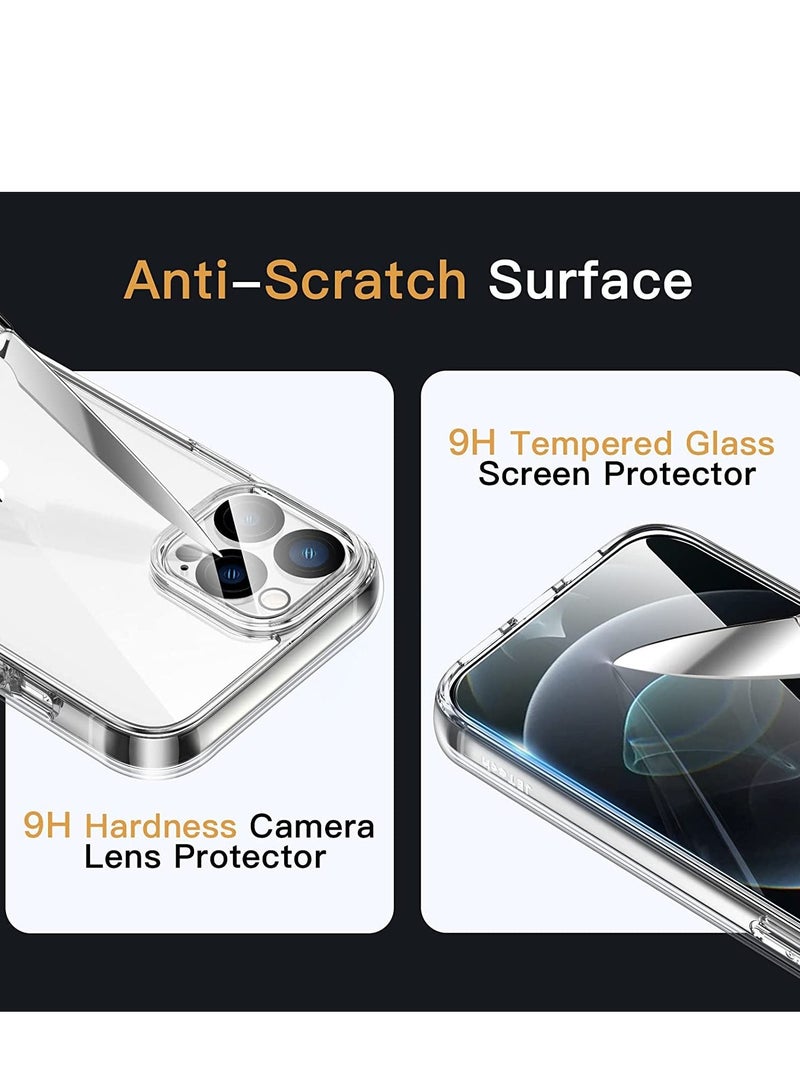 [3 in 1] Case for iPhone 12 Pro Max 6.7-Inch, with 2-Pack Screen Protector and Camera Lens Protector, Non-Yellowing Shockproof Bumper Phone Cover, Full Coverage Tempered Glass Film (Clear) - Image 5