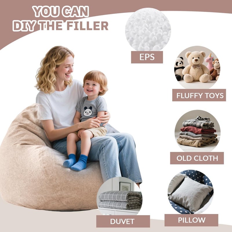 Highdi Bean Bag for Adults and Children, Bean Bag without Filling Comfortable Armchairs Sofa Chair Indoor and Outdoor Bean Bag Chair - Image 4