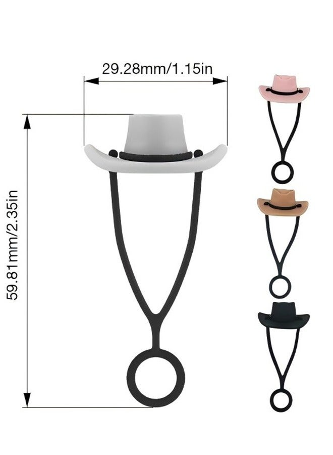 4PCS Reusable Silicone Straw Cover Cap for Stanley Cup 40oz & 30oz Tumbler,10MM Cute Cowboy Hat Straw Topper-Funny Cup Accessories(Brown, pink, black, white) - Image 2