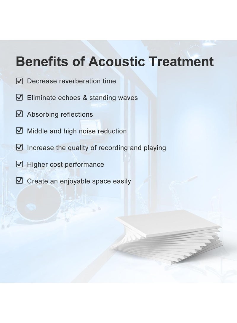 VUCATIN 12 PCS Acoustic Panels High Density Sound Absorbing Panels Sound Proof Insulation Square Wall Decor Self-Adhesive Felt board Decorative Notice Board White - Image 5