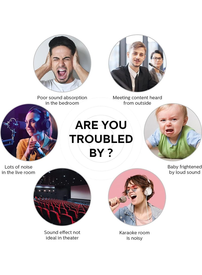 VUCATIN 12 PCS Acoustic Panels High Density Sound Absorbing Panels Sound Proof Insulation Square Wall Decor Self-Adhesive Felt board Decorative Notice Board White - Image 2