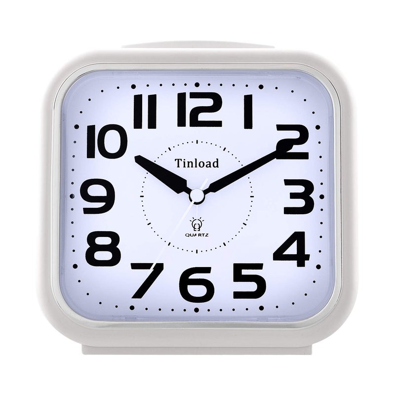 55 Extra Large Analog Alarm Clock Silent Non Ticking Gentle Wake Beep Sounds Increasing Volume Battery Operated Snooze and Manual Light Easy SetSilverBest for Elder