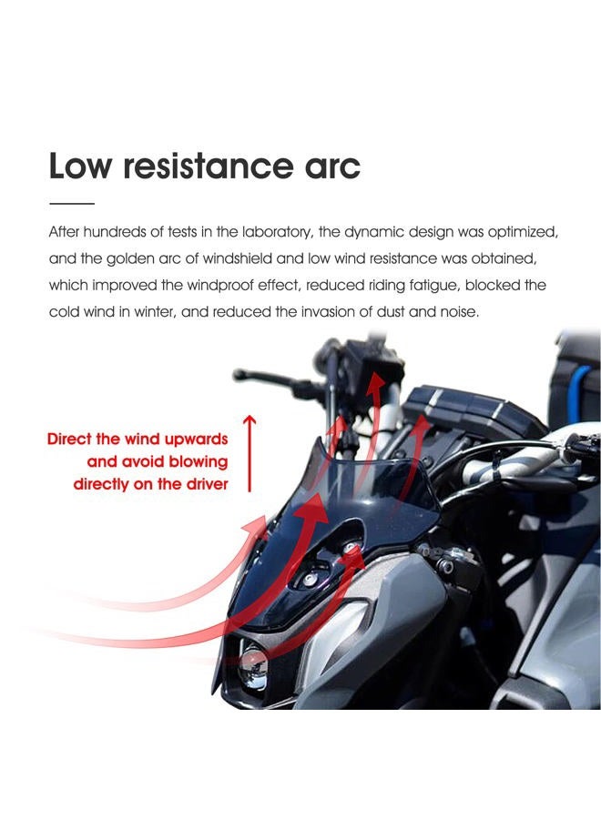 LANQIAN Motorcycle Front Windshield Windscreen Airflow Wind Deflector for MT07 MT-07 2021 2022 2023 Black - Image 4