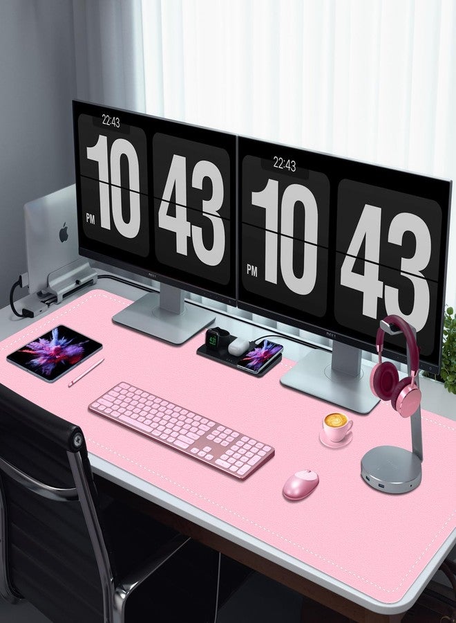 METEOROCK Large Desk Mat 35.4" x 17", PU Leather Desk Pad Protector, Non-Slip Large Mouse Pad for Desk, Waterproof Computer Desk Mat, Office Desk Pad for Keyboard Mouse, Desk Writing Mat (Fairy Tale Pink) - Image 5