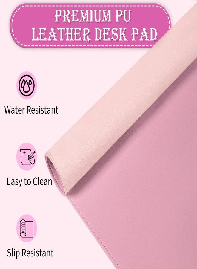 METEOROCK Large Desk Mat 35.4" x 17", PU Leather Desk Pad Protector, Non-Slip Large Mouse Pad for Desk, Waterproof Computer Desk Mat, Office Desk Pad for Keyboard Mouse, Desk Writing Mat (Fairy Tale Pink) - Image 4
