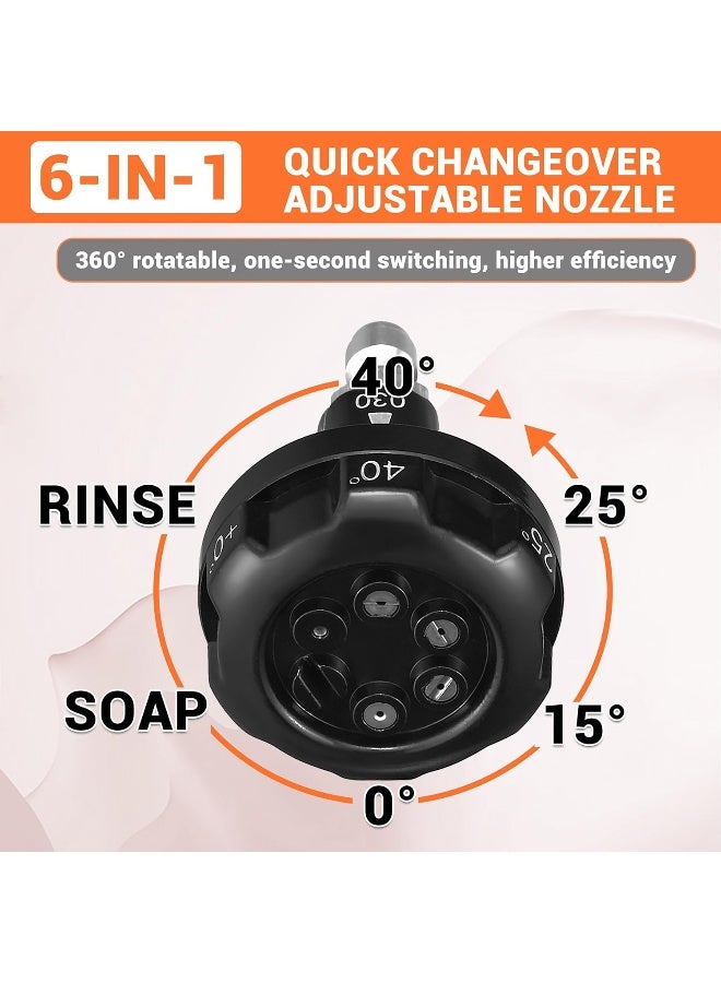 FIXFANS Pressure Washer Nozzle, 6 In 1 Quick Change Over Spray Nozzle, Adjustable High Power Washer Nozzle Tips With 1/4" Quick Connect, 4000 Psi  - Image 2
