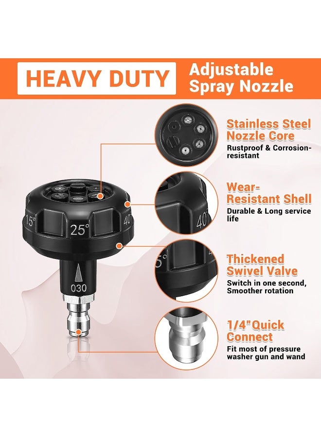 FIXFANS Pressure Washer Nozzle, 6 In 1 Quick Change Over Spray Nozzle, Adjustable High Power Washer Nozzle Tips With 1/4" Quick Connect, 4000 Psi  - Image 3
