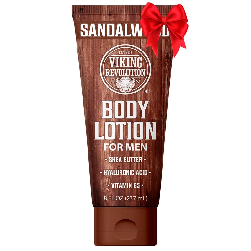Viking Revolution Sandalwood Body Lotion for Men â€“ Mens Lotion for Dry Skin with Shea Butter, Hyaluronic Acid and Vitamin B5 â€“ Nourishing Mens Body Lotion for Hydrated and Smooth Skin (8oz, 1 Pack) - Image 1