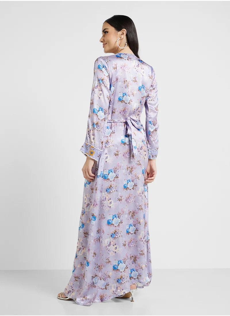 ارابيان كلوزيت Embellished Belted Jalabiya