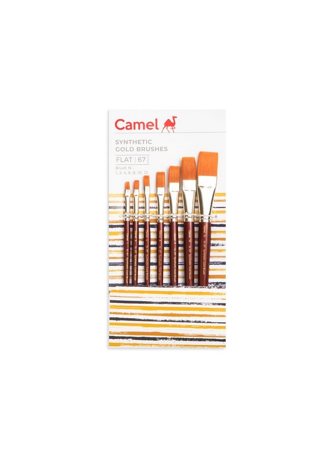 Camel Paint Brush Series 67 - Flat Synthetic Gold, Set of 7 - Image 1