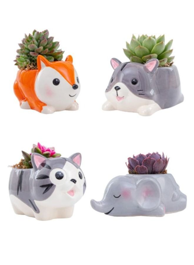 Cute Succulent Planter, Succulent Pots with Drainage Hole Flower Plant Pot Cartoon Ceramic Tiny Pot for Indoor Mini Flower Planters Cactus Container 1 Pc - Image 5