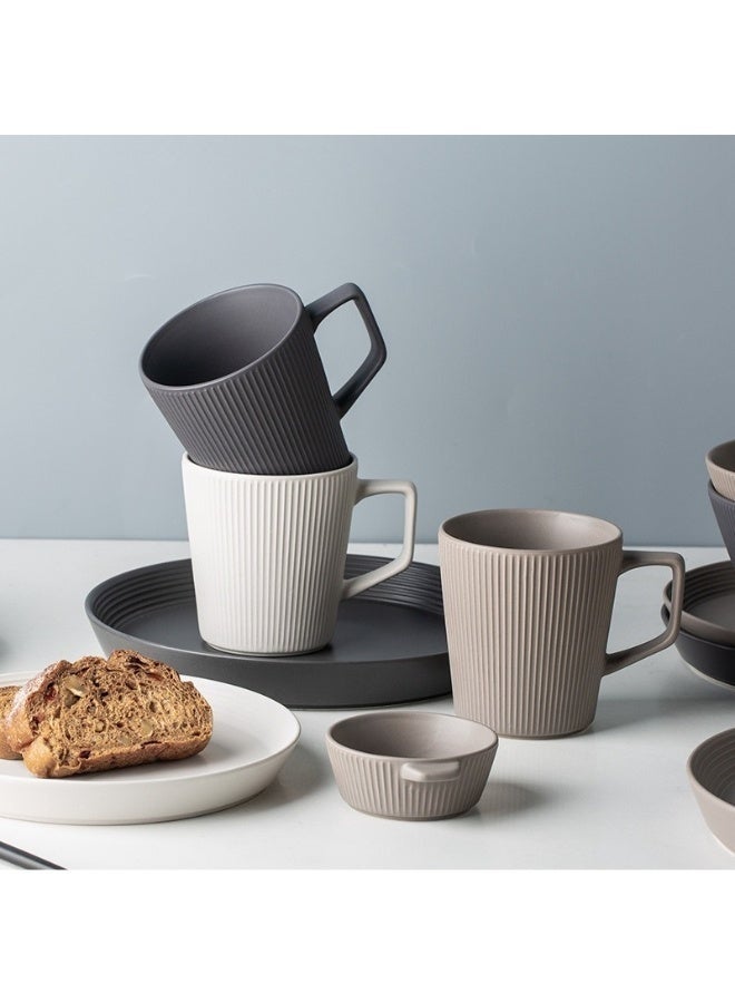 4 قطع مج قهوة من البورسلين كبير سعة 400 مل،مثالية للمشروبات الساخنة والباردة على الطراز الكورى للكابتشينو والشاي والايس كوفى آمنة للاستخدام في غسالة الأطباق والميكروويف - Image 3