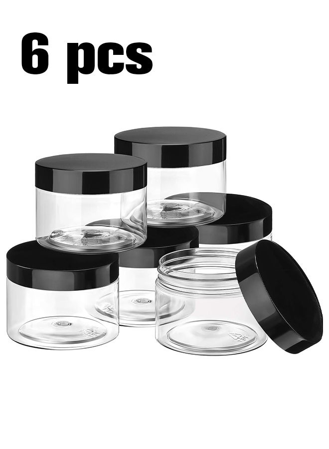 ليمون ٦ عبوات كريم تجميل، سعة ٤ أونصات، عبوات بلاستيكية صغيرة مع أغطية لتخزين الكريمات واللوشن. - Image 1