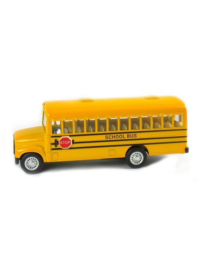 KinsFun KiNSFUN Classic Long Nose School Bus 5" Die Cast Metal w/ Pull Back Action 12 Pack  - Image 4
