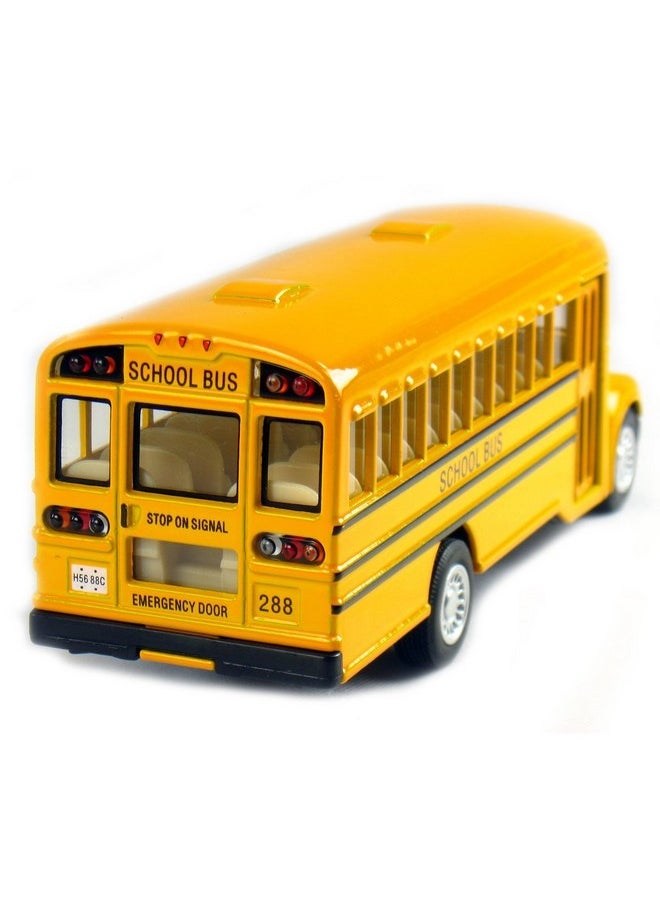 KinsFun KiNSFUN Classic Long Nose School Bus 5" Die Cast Metal w/ Pull Back Action 12 Pack  - Image 3