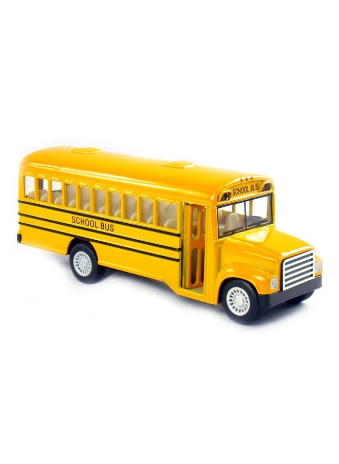 KinsFun KiNSFUN Classic Long Nose School Bus 5" Die Cast Metal w/ Pull Back Action 12 Pack  - Image 2