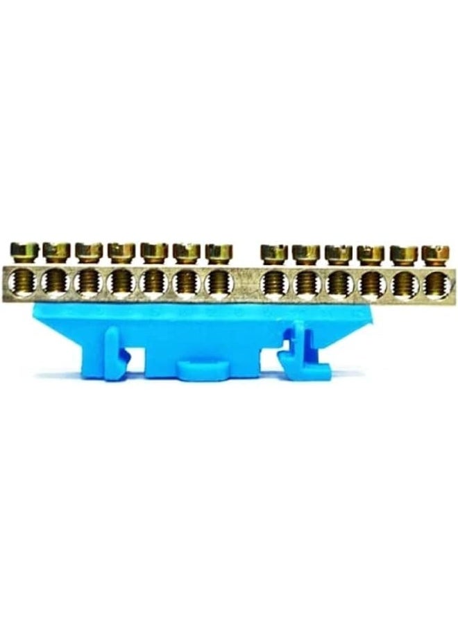 Biella Biellaâ„¢ Neutral Bus Bar Terminal Blocks Blue 13 Position of Bus Bar Used For Connecting Home Appliances, Electronic Etc.  - Image 1