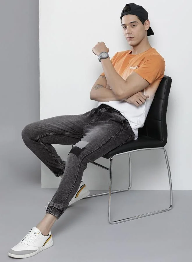 The Indian Garage Co The Indian Garage Co Men Mid Rise Cut and Sew Panel Jeans